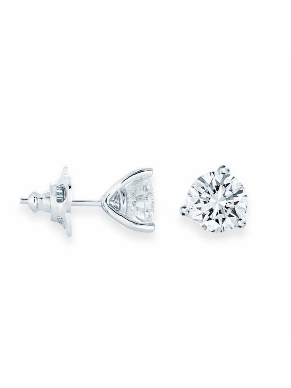 Diamond like cubic zirconia sterling silver earring studs
